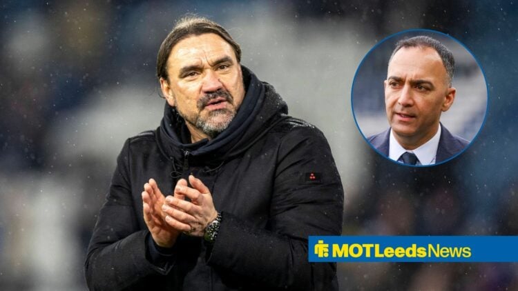 Daniel Farke applauding supporters with circular inset of Paraag Marathe