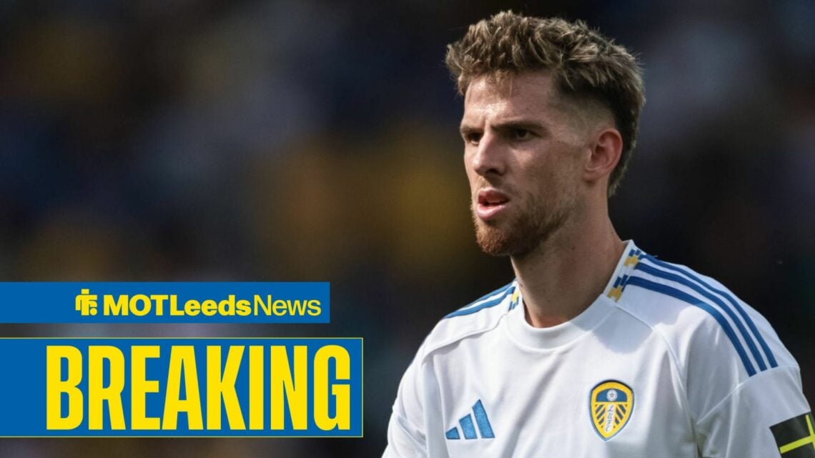 Anton Stach playing for Leeds United