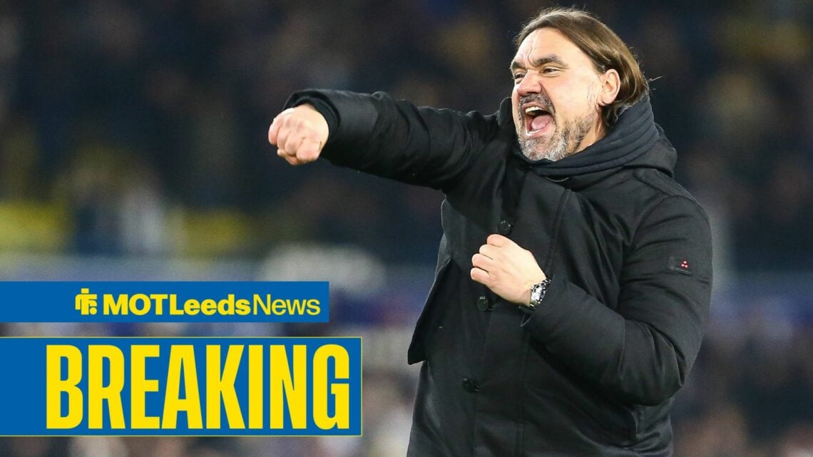 Leeds United manager Daniel Farke punching the air