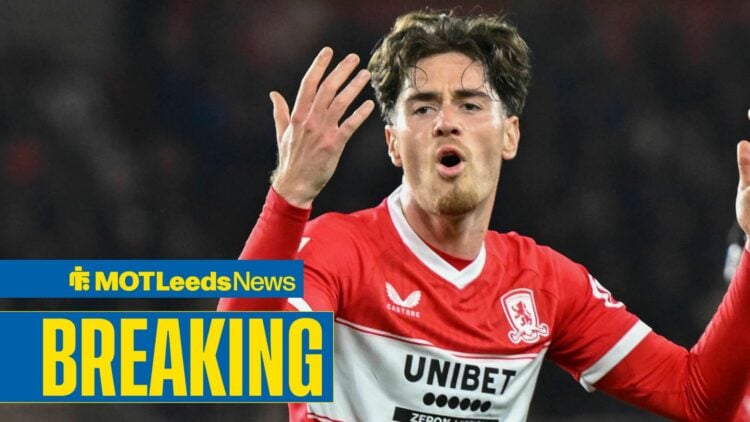 Middlesbrough's Hayden Hackney with his arms in the air playing in the Championship