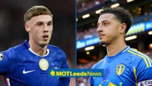 Cole Palmer of Chelsea and Leeds United captain Ethan Ampadu
