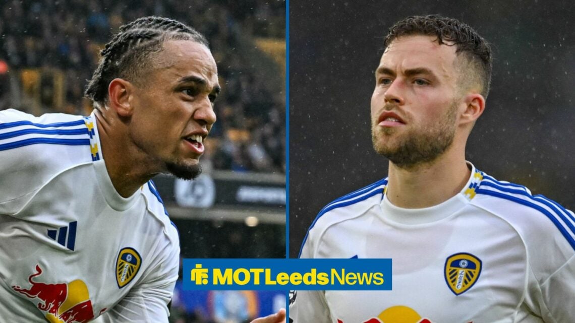 Noah Okafor and Gabriel Gudmundsson playing for Leeds