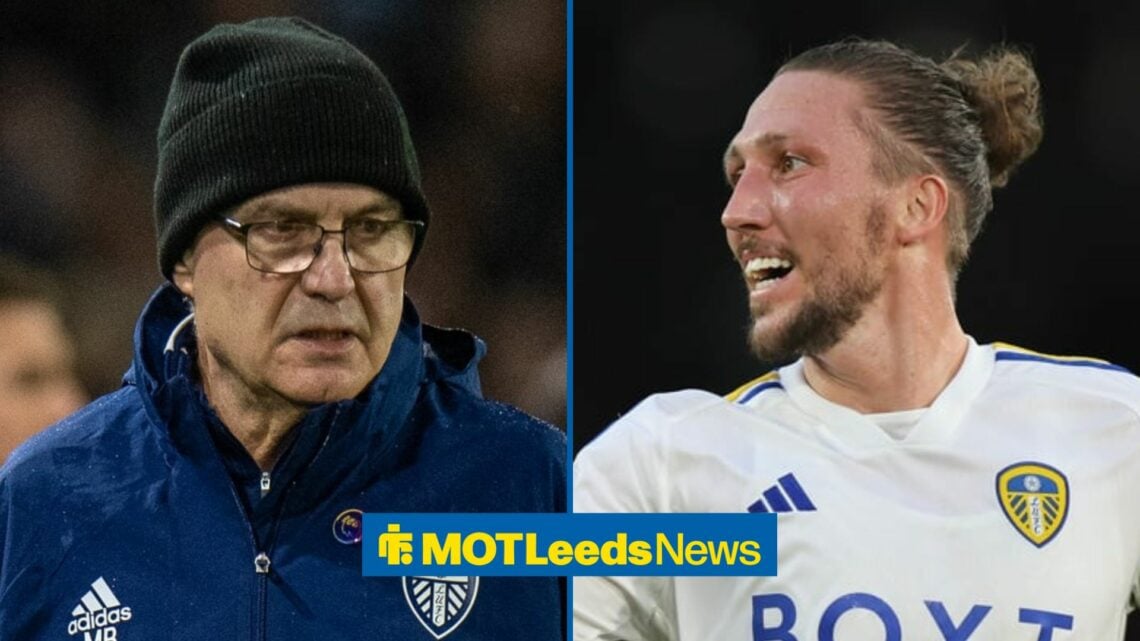 Marcelo Bielsa and Luke Ayling stood alongside each other.