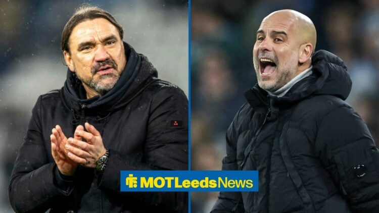 Daniel Farke and Pep Guardiola stood alongside each other.