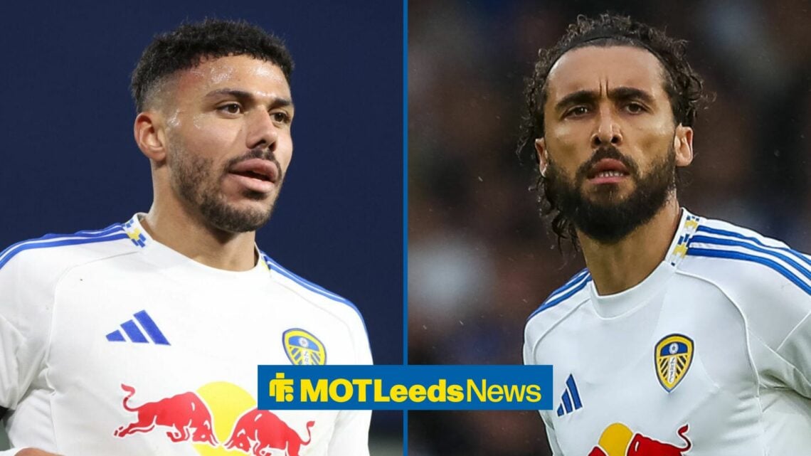 Dominic Calvert-Lewin and James Justin stood alongside each other.