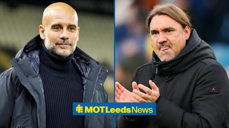 Pep Guardiola alongside Daniel Farke