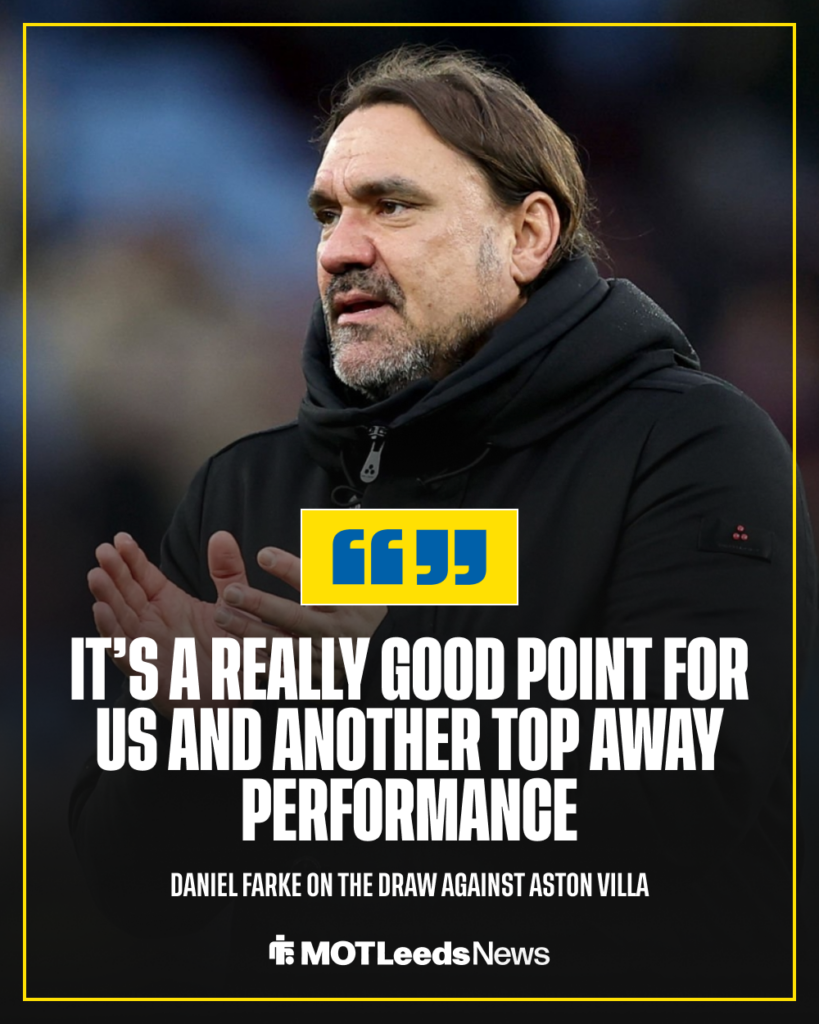 Leeds United manager Daniel Farke on Aston Villa draw