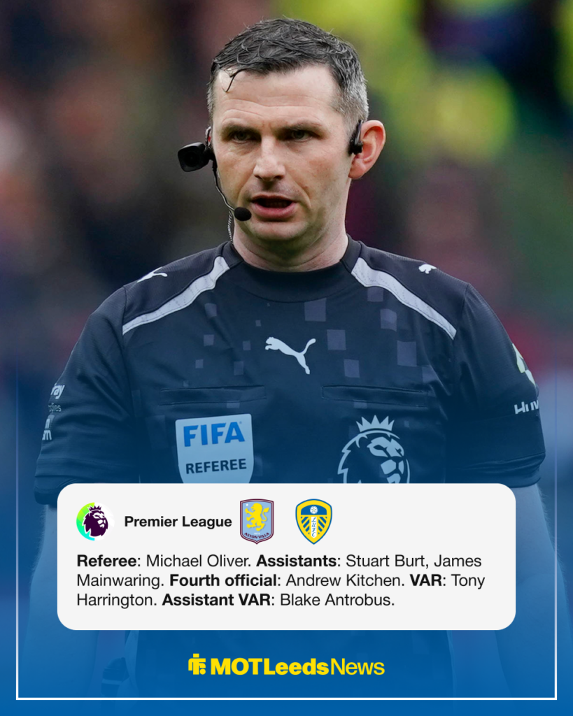 Aston Villa vs Leeds United match officials