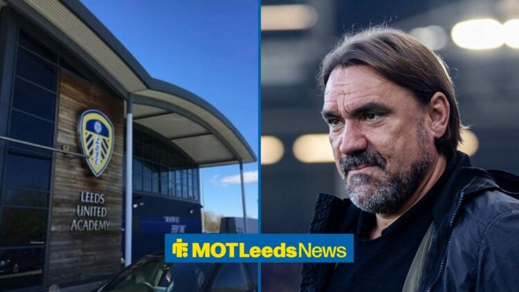 Leeds United manager Daniel Farke smiling, Thorp Arch training base.