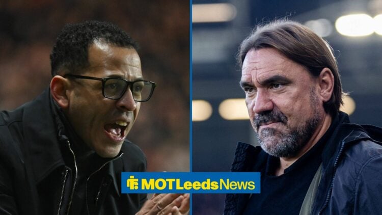 Leeds United boss Daniel Farke and Liam Rosenior.