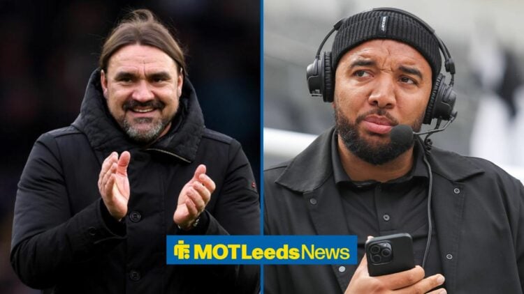 Daniel Farke next to Troy Deeney