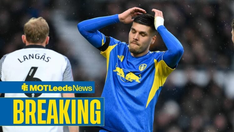 Joel Piroe playing for Leeds against Derby