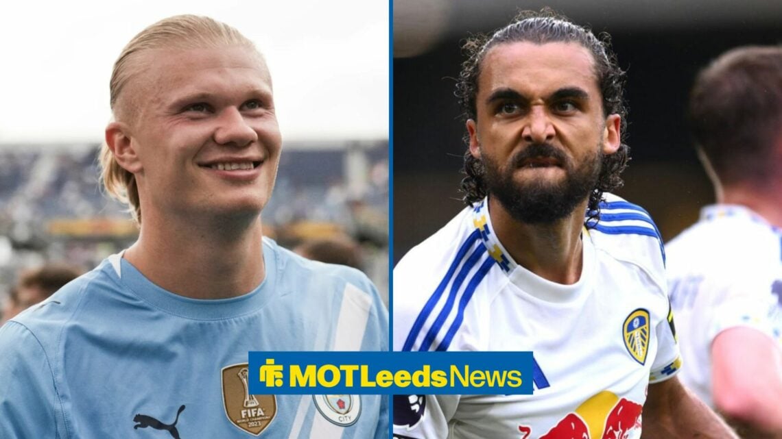 Erling Haaland next to Dominic Calvert-Lewin