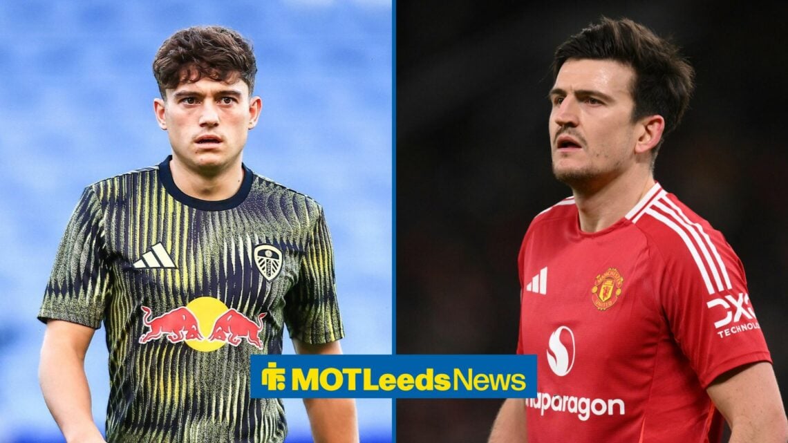 Dan James next to Harry Maguire