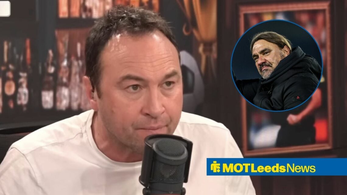 Jason Cundy live on air on talkSPORT, Leeds United manager Daniel Farke smiling.