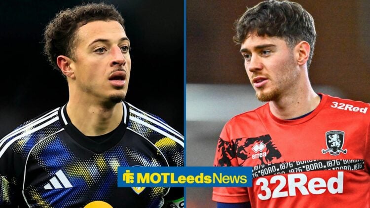 Split image Leeds United midfielder Ethan Ampadu and Middlesbrough star Hayden Hackney