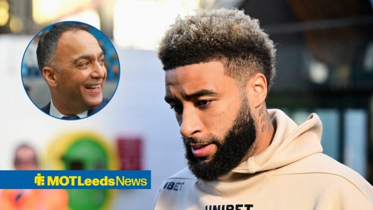Leeds United defender Jayden Bogle and Paraag Marathe in circular inset
