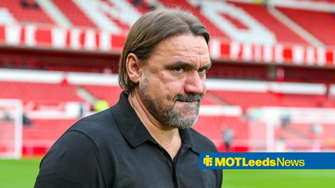 Leeds boss Daniel Farke looking angry during the during the Nottingham Forest game.