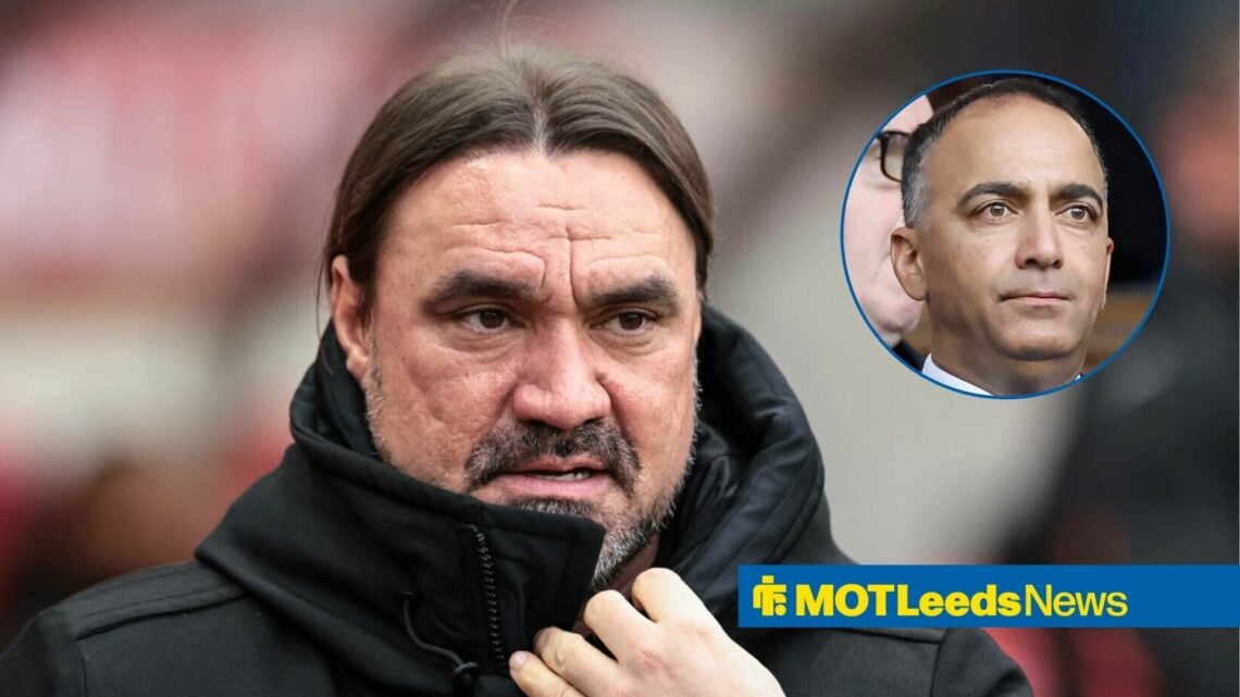Leeds United manager Daniel Farke and Paraag Marathe in circular inset