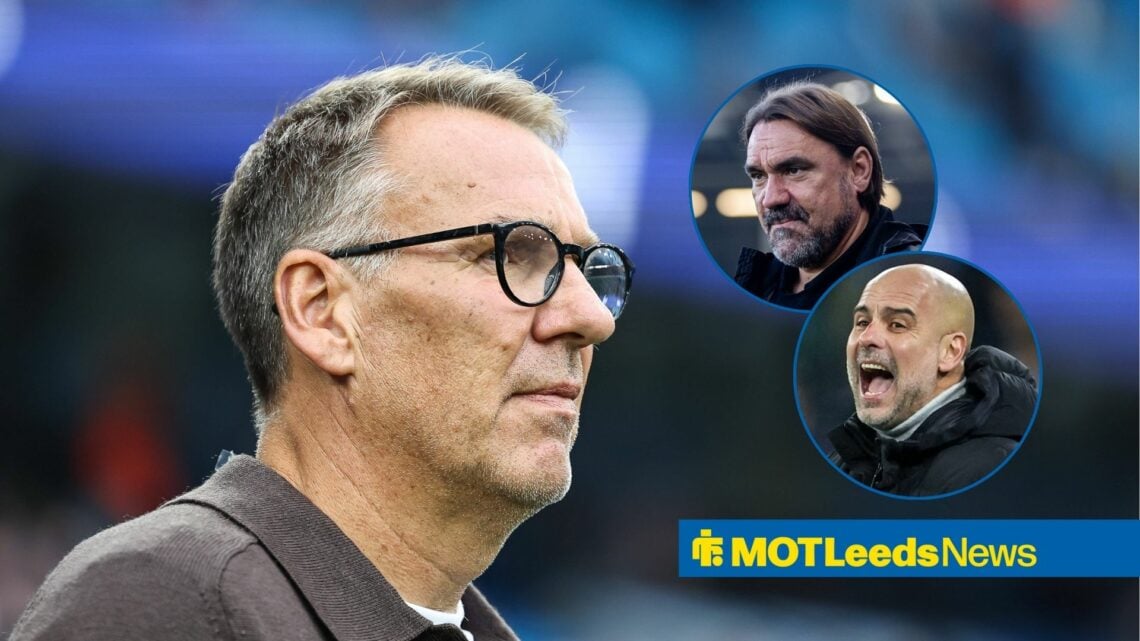 Paul Merson ahead of the Premier League match Manchester City vs Arsenal in 2024, Leeds boss Daniel Farke and Manchester City manager Pep Guardiola...