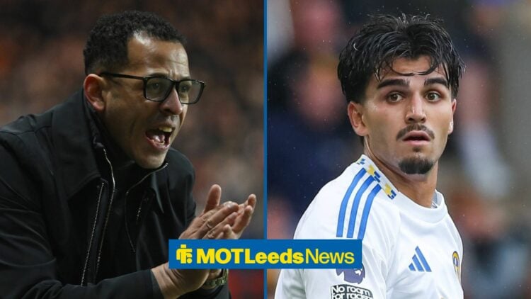 Liam Rosenior looking at Pascal Struijk.