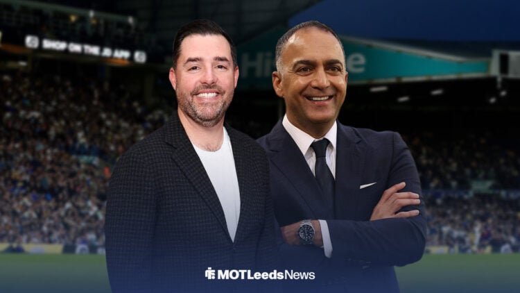 Jed York and Paraag Marathe in front of Elland Road.