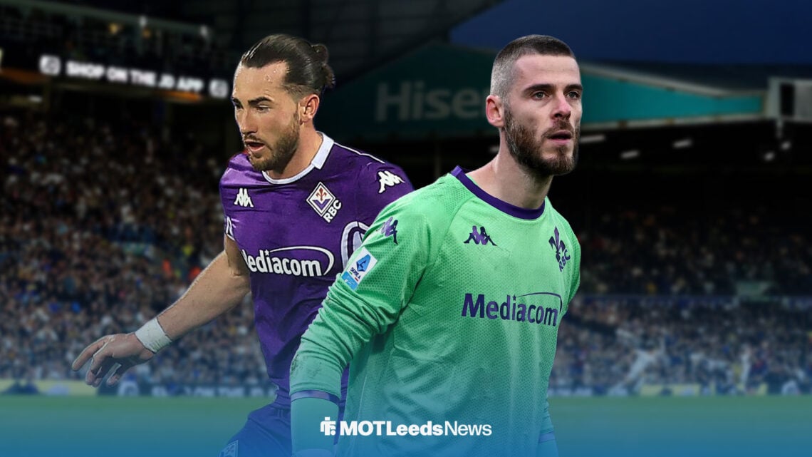 Jack Harrison and David De Gea in action for Fiorentina
