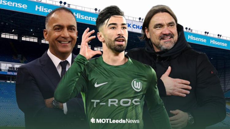 Paraag Marathe, Mohamed Amoura and Daniel Farke at Elland Road