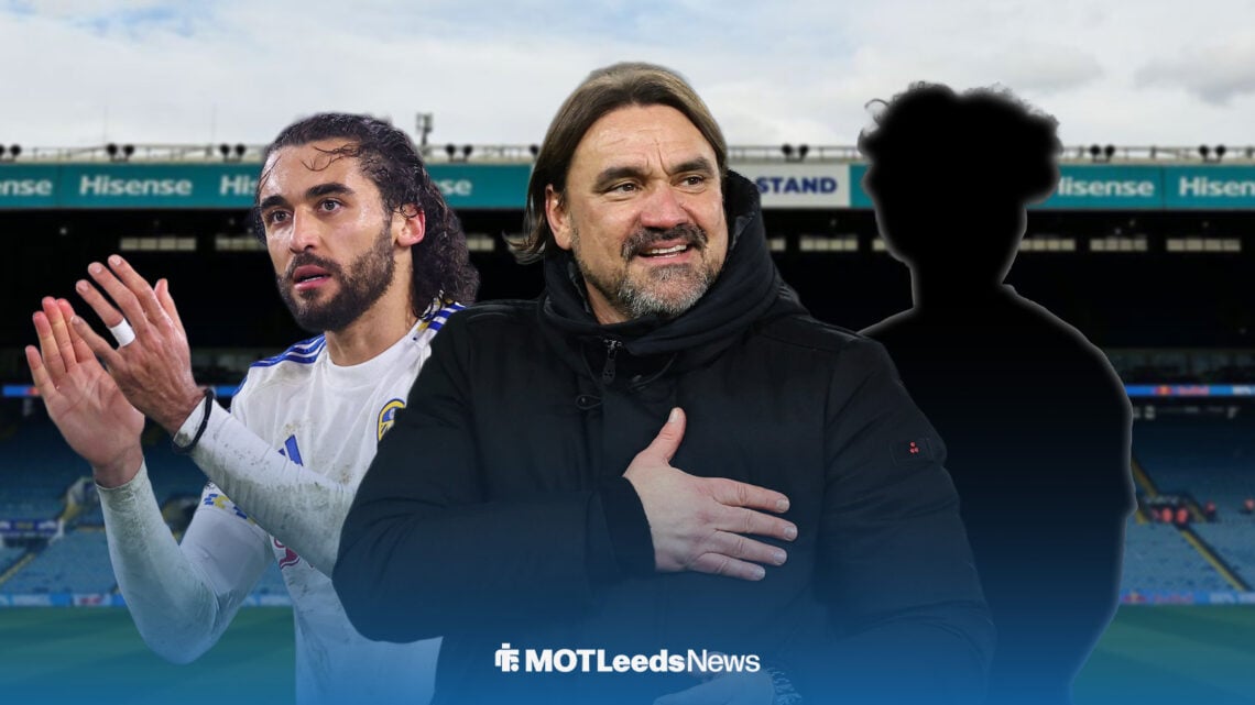 Daniel Farke and Dominic Calvert-Lewin with silhouette