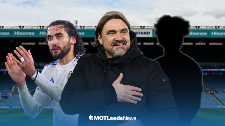 Daniel Farke and Dominic Calvert-Lewin with silhouette
