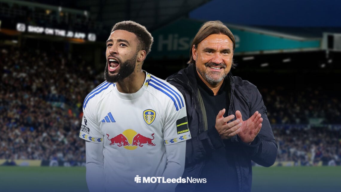 Jayden Bogle and Daniel Farke happy