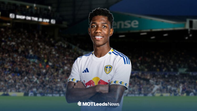 Yaser Asprilla in Leeds United home shirt ahead of Elland Road.