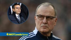 Andrea Radrizzani looks on, as does Marcelo Bielsa