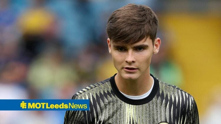 Charlie Crew warming up for Leeds in pre-season vs Villareal