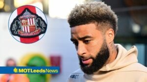 Bristol City v Leeds United Sky Bet Championship Jayden Bogle of Leeds United before the Sky Bet Championship match at Ashton Gate, Bristol with Sunderland crest in circular inset