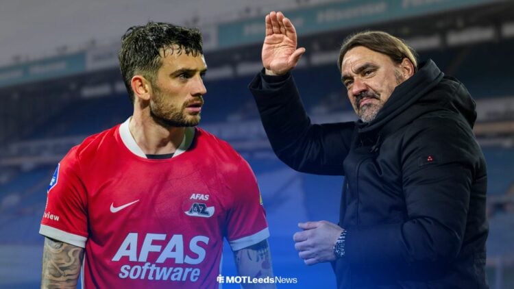 Troy Parrott in AZ kit with Daniel Farke at Elland Road