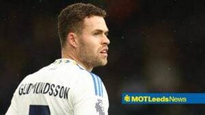 Gabriel Gudmundsson playing for Leeds