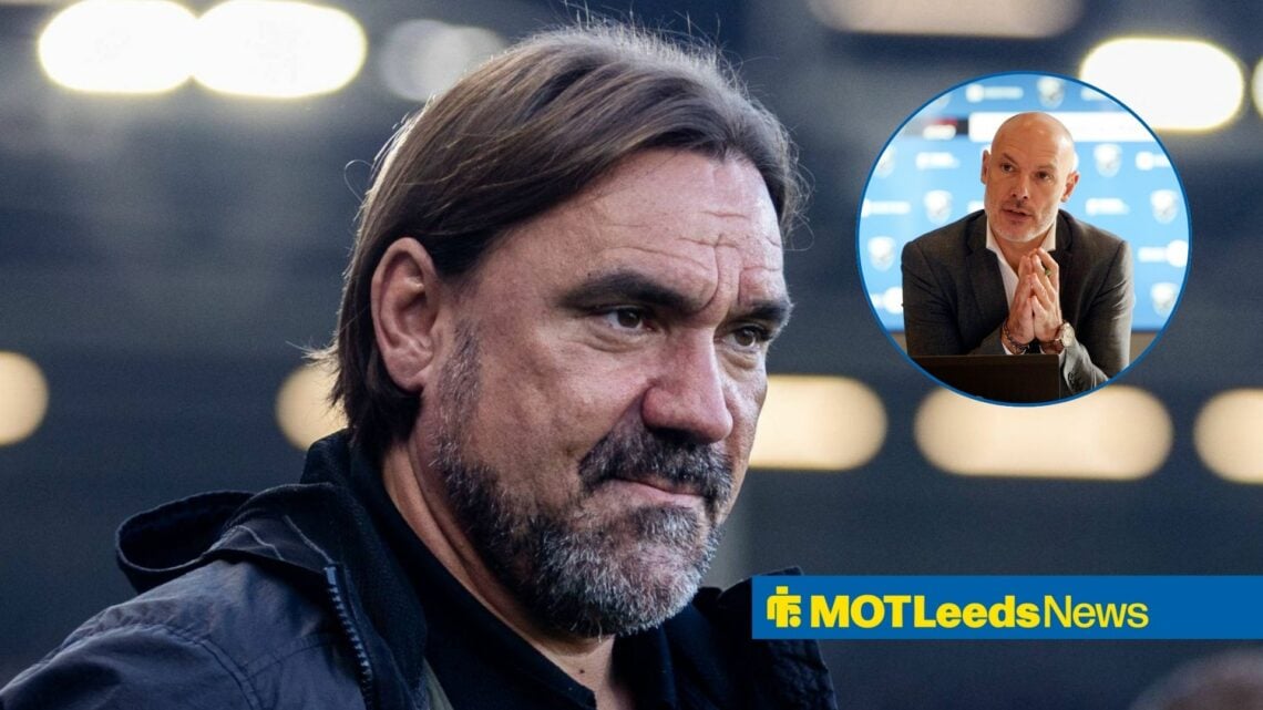Daniel Farke looking unimpressed with Howard Webb in circular inset