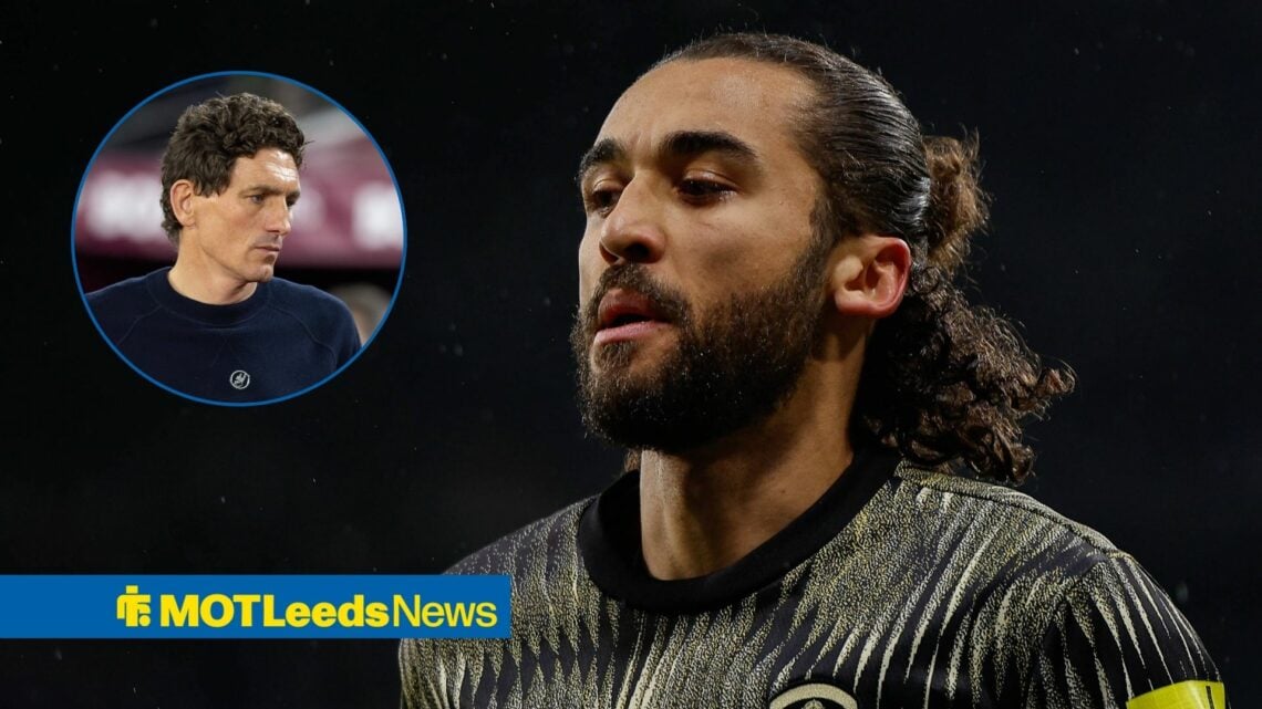 Dominic Calvert-Lewin in action for Leeds as Keith Andrews is in circular inset