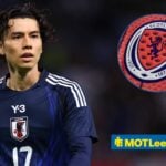 Ao Tanaka JPN, OCTOBER 10, 2025 - Football / Soccer : KIRIN Challenge Cup 2025 match between Japan 2-2 Paraguay at Panasonic Stadium Suita in Osaka, Japan with Scotland national team badge in circular inset