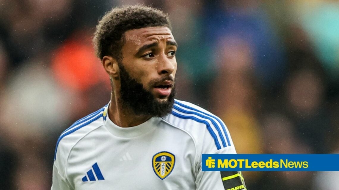 Jayden Bogle playing for Leeds United