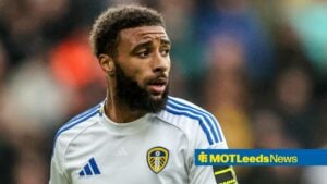 Jayden Bogle playing for Leeds United