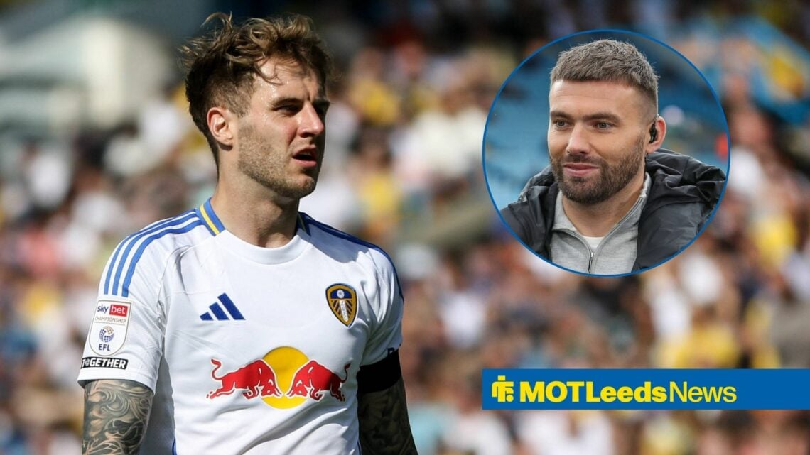 Joe Rodon looks on with a smiling Stuart Dallas (inset)