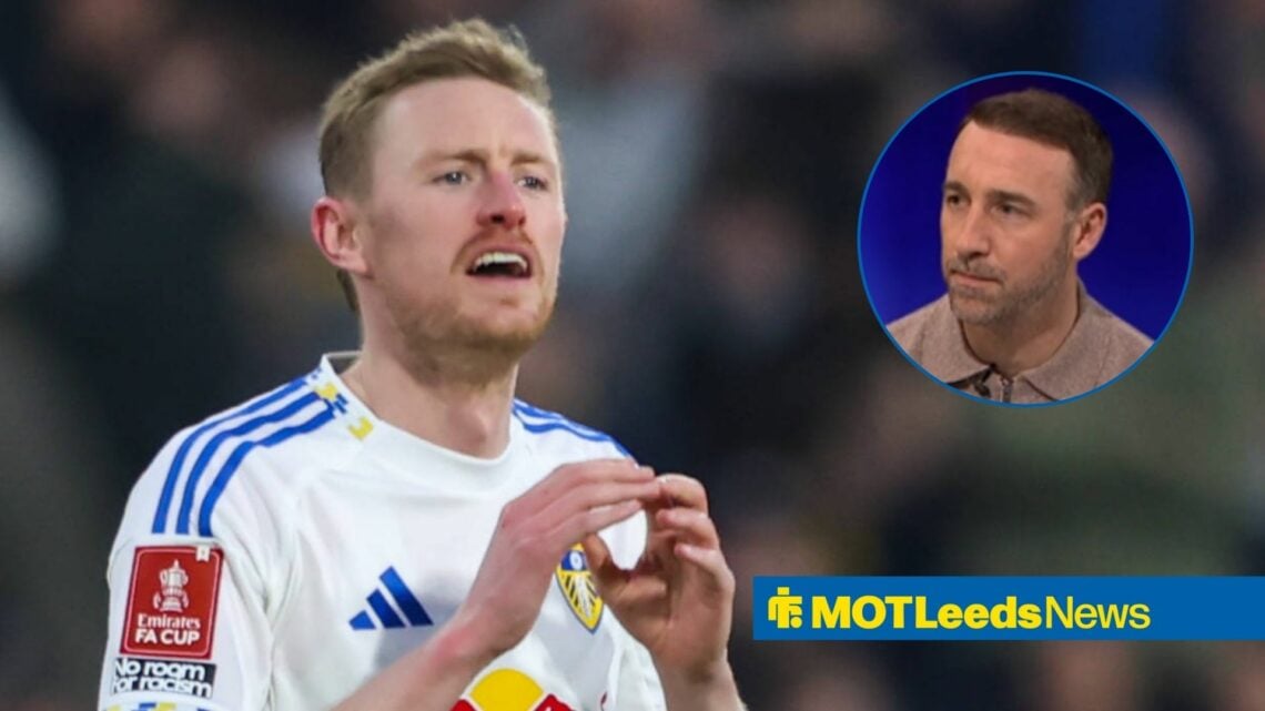 Sean Longstaff playing for Leeds United looking towards a circle inset of Glenn Murray on Match of the Day