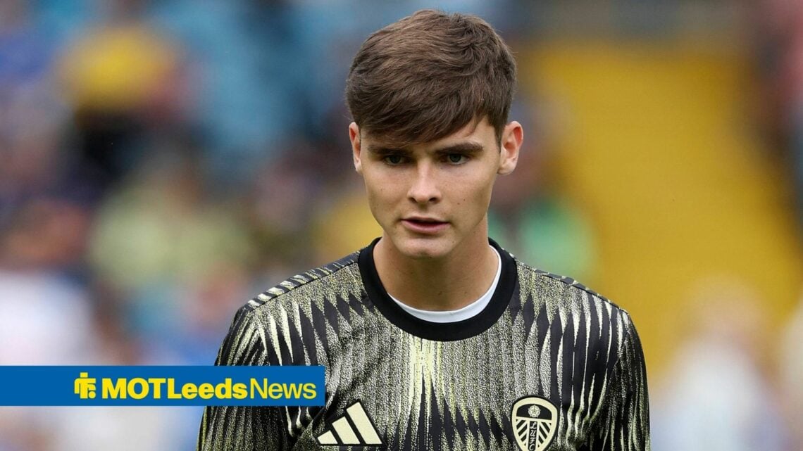 Charlie Crew of Leeds United warms up before the pre-season friendly match between Leeds United and Villarreal CF at Elland Road