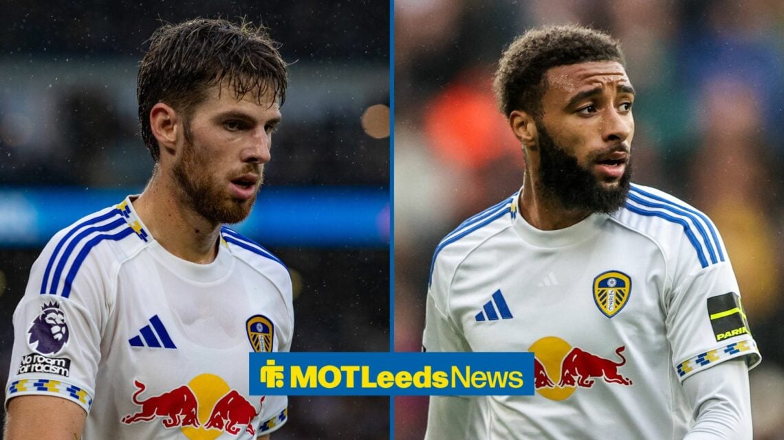 Anton Stach and Jayden Bogle playing for Leeds