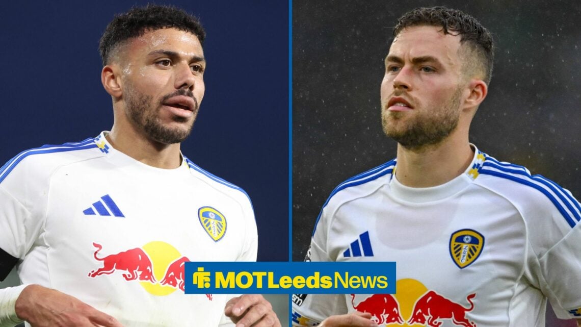 Leeds, England, 17th January 2026. James Justin of Leeds United in action with xxxx of Fulham during the Leeds United vs Fulham Premier League matc...