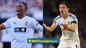 Largie Ramazani at Valencia with Brenden Aaronson at Leeds