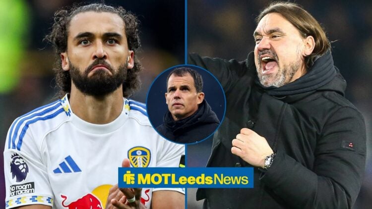 Regis Le Bris, manager of Sunderland during the Fulham vs Sunderland Premier League match at Craven Cottage in circular inset and Daniel Farke of L...