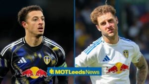 Ethan Ampadu of Leeds United during the Premier League match between Manchester City and Leeds United, Joe Rodon looking miserable for Leeds.